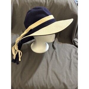 Vintage William New York Felt Sun Hat Blue White Rare Sz Small Made In USA